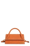 Jacquemus Le Chiquito Long Leather Top Handle Bag In Dark Orange
