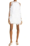Cult Gaia Emi Feather Embellished Mini Dress In Cream