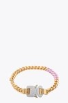 ALYX 1017 ALYX 9SM COLORED LINKS BUCKLE NECKLACE GOLD METAL CHAIN NECKLACE WITH PINK DETAIL