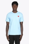 COMME DES GARÇONS PLAY HEART PATCH T-SHIRT BABY BLUE COTTON T-SHIRT WITH BIG HEART PATCH