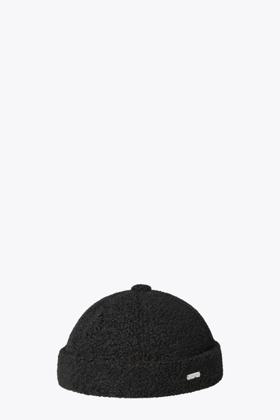 Kangol Plush Watch Cap Black Fleece Hat With Logo In Nero