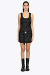 Misbhv Nylon Jacquard Mini Dress Black Nylon Short Dress With Monogram Motif In Nero