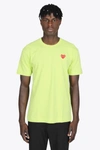 COMME DES GARÇONS PLAY HEART PATCH T-SHIRT ACID GREEN COTTON T-SHIRT WITH BIG HEART PATCH