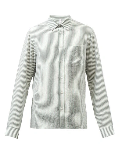 Another Aspect Striped Tencel Shirt In Green