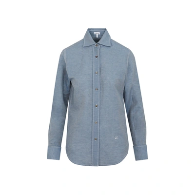 Loewe Linen And Cotton Shirt In Blue