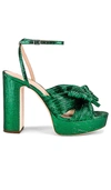 Loeffler Randall Natalia Pleated Knot Platform Sandals In Green