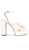 Loeffler Randall Isabel Embroidered Knot Platform Sandal In White