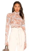 Afrm Zadie Power Mesh Long Sleeve Shirt In Peach