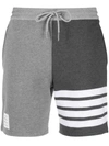 THOM BROWNE PANELLED 4-BAR COTTON SHORTS