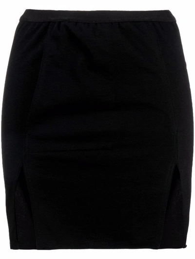 Rick Owens Black Side Slit Mini Skirt In Nero