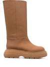 Gia Borghini Chunky Sole Leather Boots In Braun
