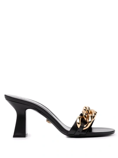 Versace Medusa Chain Mules In Black