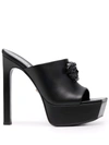 Versace 140mm Medusa Leather Platform Mules In Schwarz