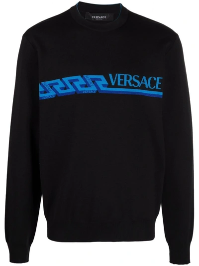 Versace Greca And Logo Sweater, Male, Black, 58
