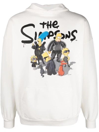 Balenciaga White Large Fit Hoodie With The Simpsonstm & © 20th Television Motif - Woman