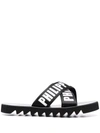 PHILIPP PLEIN TM GUMMY LEATHER SLIDES