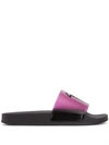 Giuseppe Zanotti Purple & Black Laburlin Transparent Pool Slides In Rosa