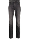 7 For All Mankind Skinny-cut Washed Jeans In Schwarz