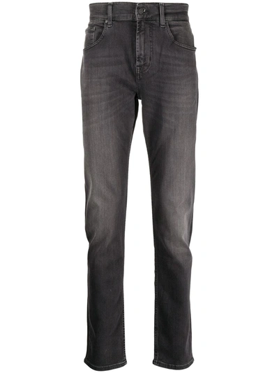 7 For All Mankind Skinny-cut Washed Jeans In Schwarz