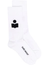 Isabel Marant Logo Intarsia Ribbed Socks In White