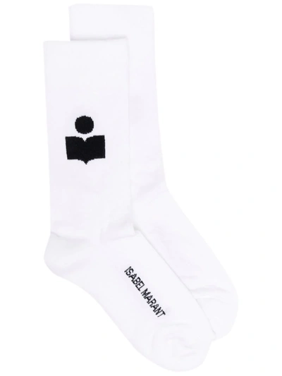 Isabel Marant Logo Intarsia Ribbed Socks In White