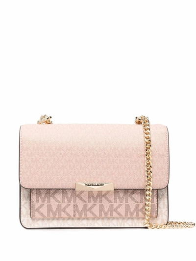 Michael Michael Kors Large Jade Tri-colour Logo Crossbody Bag In Rosa