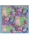 Dolce & Gabbana Floral Print Silk Scarf In Blau