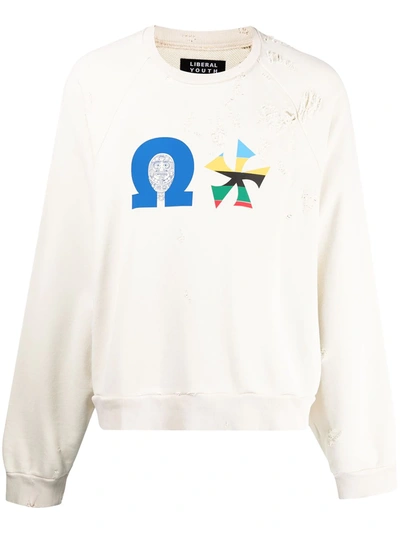 Liberal Youth Ministry Distressed-effect Sweatshirt In Braun