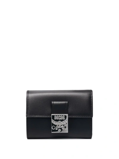 Mcm Buckle-fastening Leather Purse In Schwarz