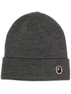 A BATHING APE EMBROIDERED LOGO-PATCH BEANIE