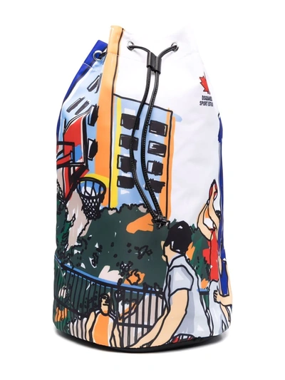 Dsquared2 Basketball Sketch-print Shoulder Bag In Weiss