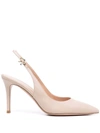Gianvito Rossi Robbie 55 Patent Leather Slingback Pumps In Nude