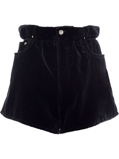 Miu Miu 纸袋形高腰短裤 In Black
