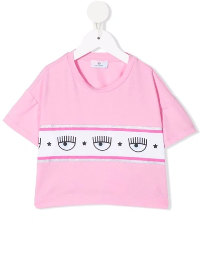 Chiara Ferragni Kids' Logo-stripe T-shirt In Pink