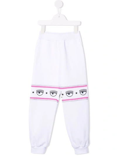 Chiara Ferragni Kids' Logomania Print Cotton Sweatpants In White