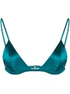 Fleur Du Mal Stretch-silk Triangle Bra In Blue