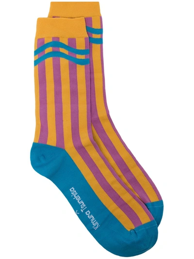 Rabanne Stripe-print Socks In Yellow