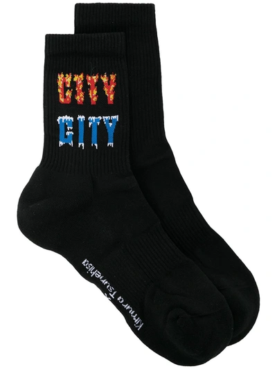 Rabanne Black Kimura Tsunehisa Edition 'city' Socks In V087 Black City City