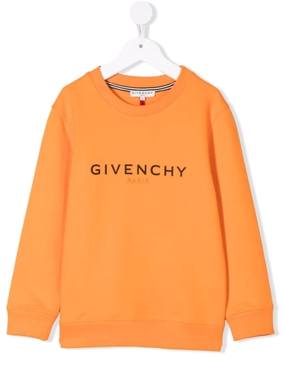 Givenchy Kids' Logo Print Sweatshirt In Orange
