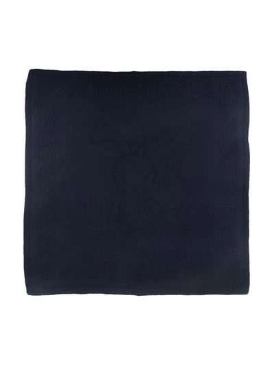 Bosswear Intarsia-knit Logo Blanket In Blue