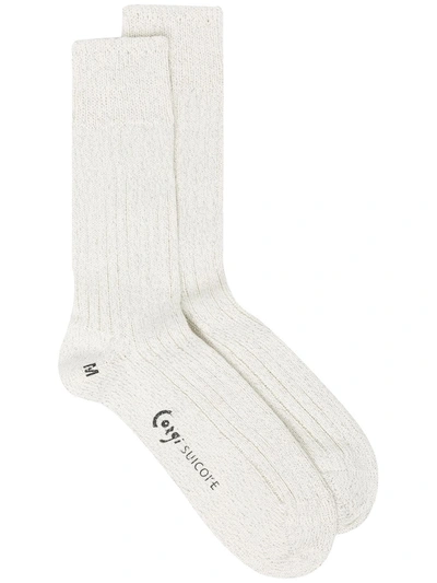Suicoke Logo-print Ankle Socks In White