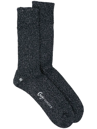Suicoke Logo-print Ankle Socks In Blue