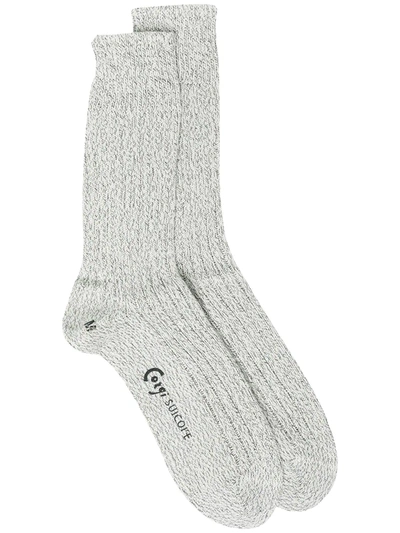 Suicoke Logo-print Ankle Socks In White