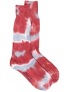 Suicoke Tie-dye Ankle Socks In Red