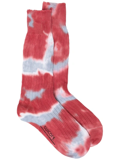 Suicoke Tie-dye Ankle Socks In Red