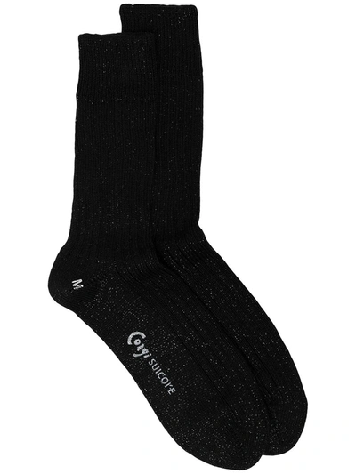 Suicoke Logo-print Ankle Socks In Black