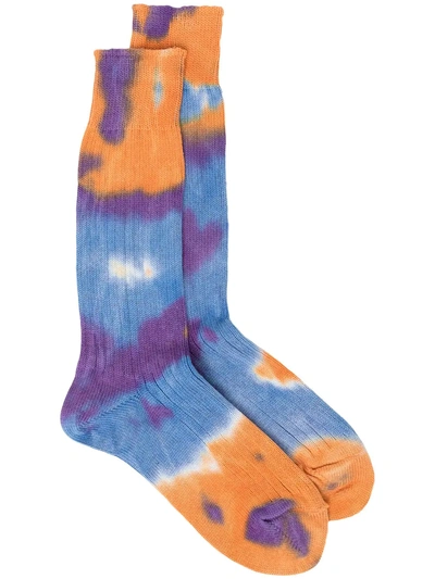 Suicoke Tie-dye Ankle Socks In Blue