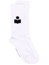 Isabel Marant Logo Intarsia Ribbed Socks In White
