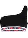 Diesel One-shoulder Bralette Top In Black