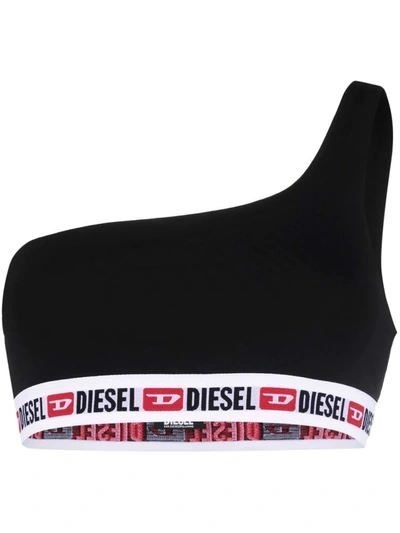 Diesel One-shoulder Bralette Top In Black